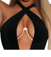 Luminara Crystal Flower Bra Chain - Gold